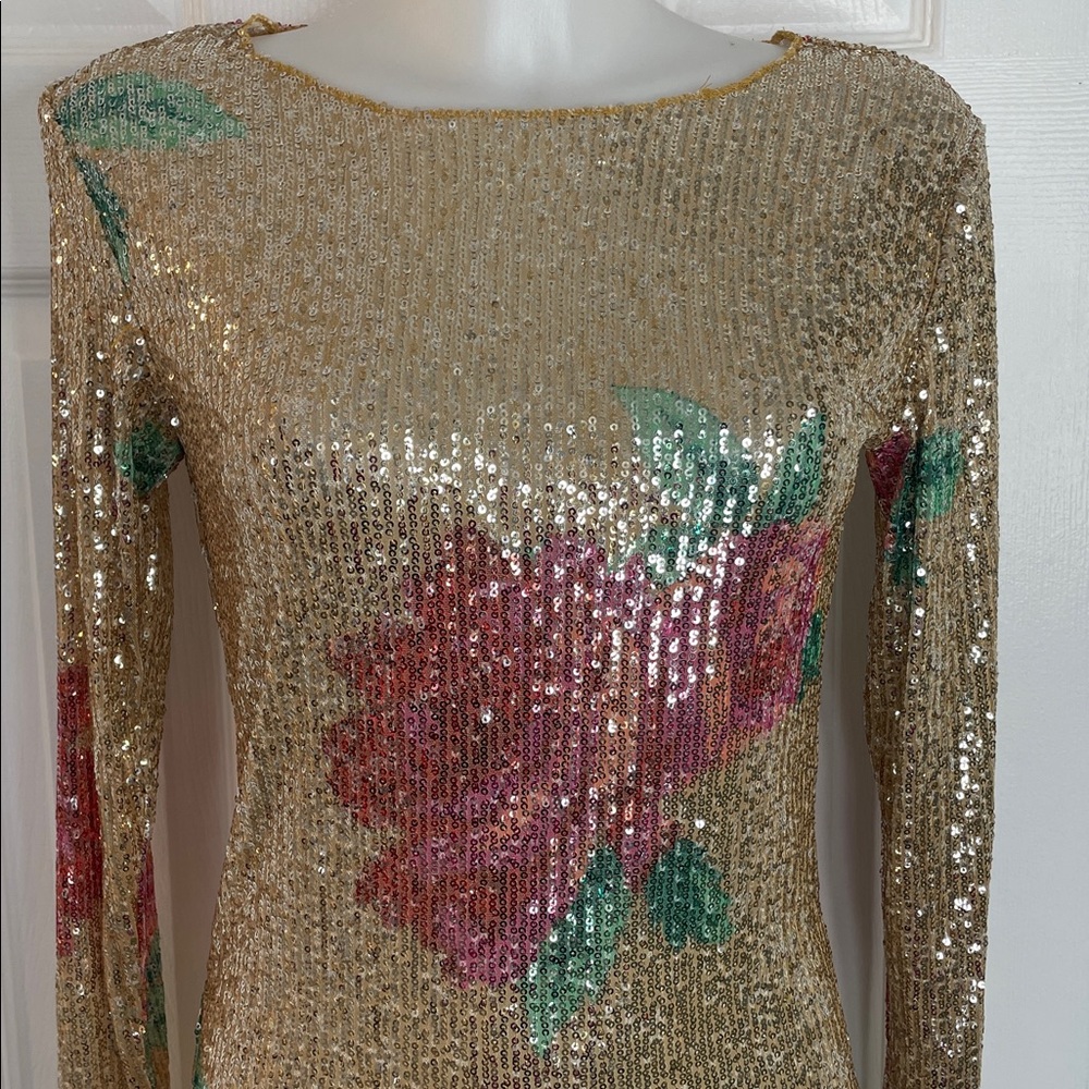 FREE PEOPLE PRINTED GOLD RUSH FLORAL LONG SLEEVE CREW NECK TOP SIZE SMALL NWT - Picture 6 of 12